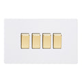 Varilight Primed 4-Gang 10A 1- or 2-Way Rocker Switch (Twin Plate) with Brass Rocker – XDY9VS.PD image 0