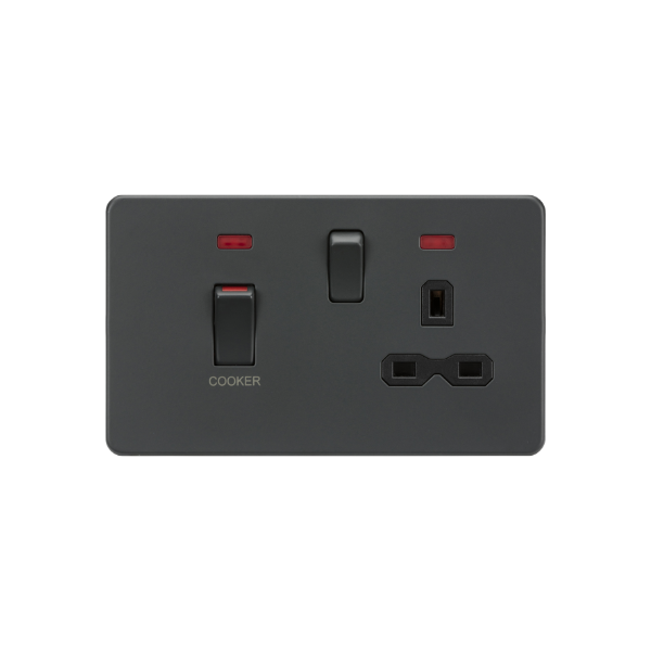 Anthracite 45A DP Switch & 13A Socket with Neons - SFR83MNAT image 0