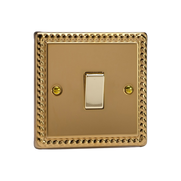 Varilight Georgian Brass 1-Gang 10A 1- or 2-Way Rocker Switch - XG1D image 0