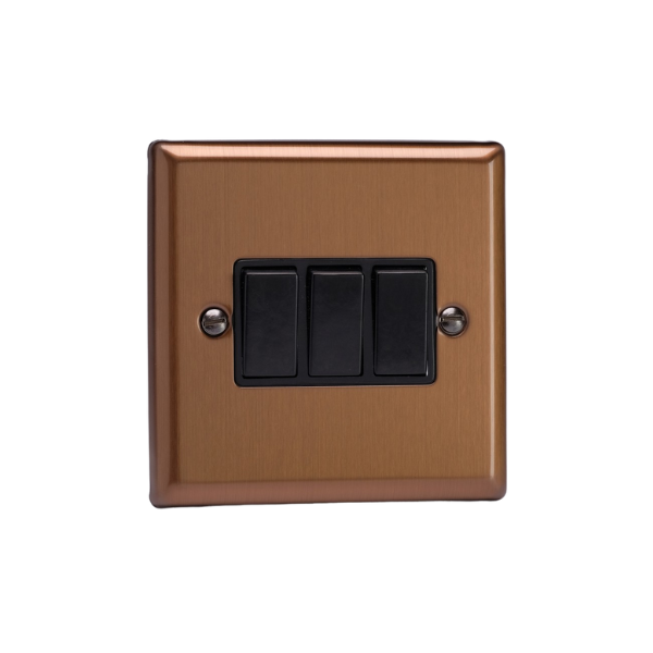 Urban Brushed Bronze 3 Gang 2 Way Switch XY3B.BZ image 0