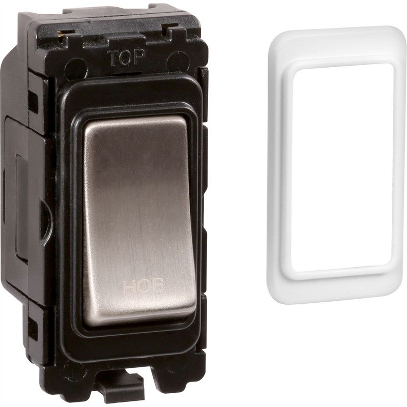 Brushed Chrome 20A DP Engraved Grid Switch - Hob - GDHBBC image 0