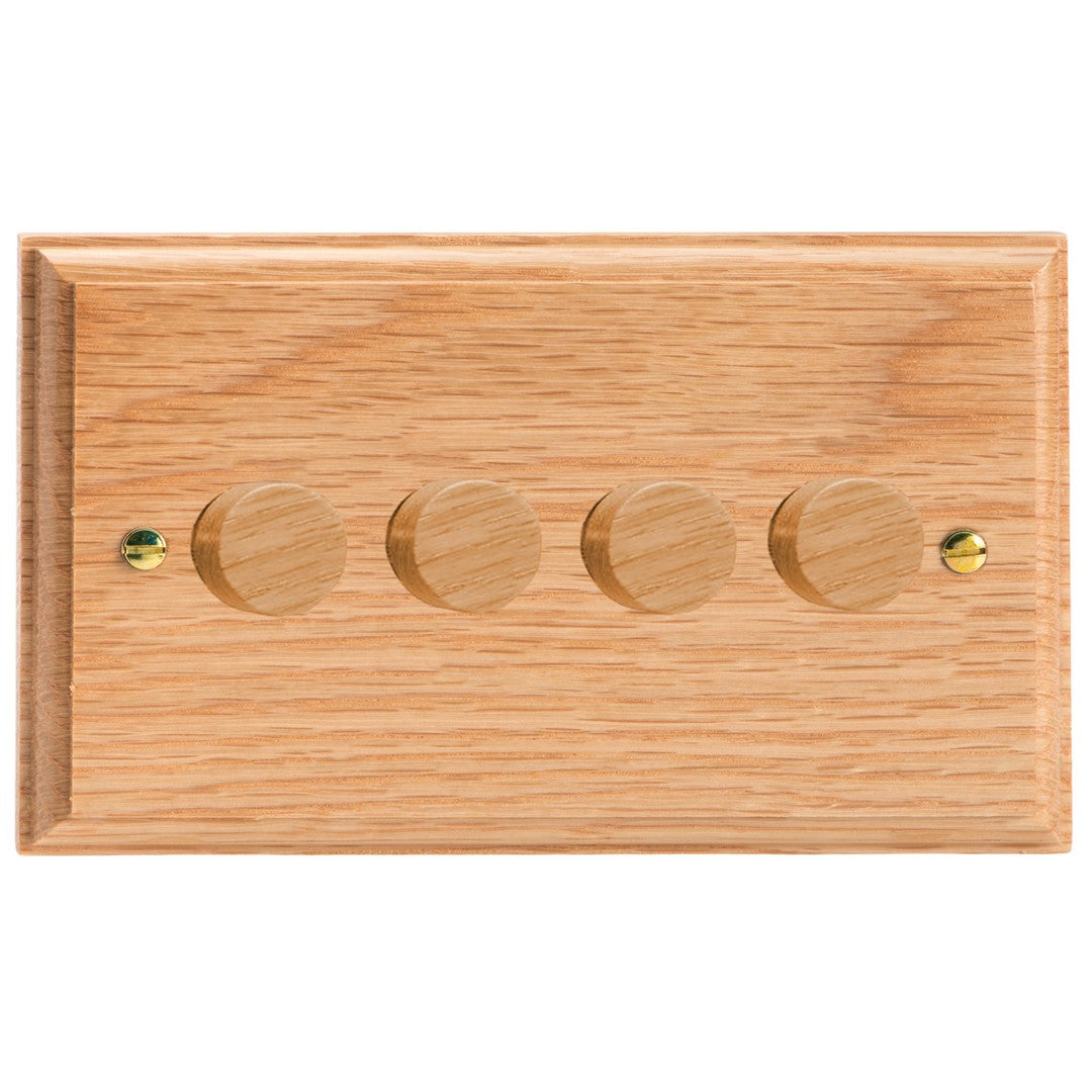 Varilight Kilnwood 4-Gang 2-Way V-Dim Push On/Off Rotary Dimmer 4 x 40-250W (Twin Plate) - HK44O image 0