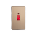 Brushed Copper Urban Screwless 45A Cooker Switch + Neon (Vertical Twin Plate, Red Rocker) XDY45NS.BC image 0