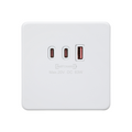 Matt White 230V Triple USB Charger Plate 2xUSB-C 1xUSB-A [20V DC Max. 63W] - SF63WMW image 0