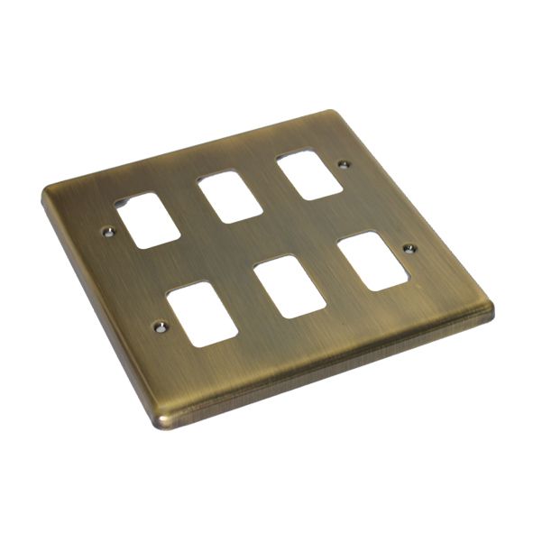Antique Brass 6 Gang Grid Plate - WGP6GAB image 0