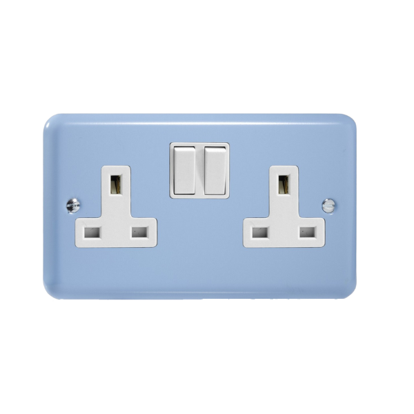 Duck Egg Blue 2-Gang 13A Double Pole Switched Socket XY5W.DB image 0