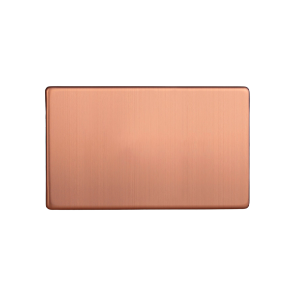 Brushed Copper Urban Screwless Double Blank Plate XDYDBS.BC image 0