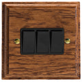 Varilight Kilnwood 3-Gang 10A 1- or 2-Way Rocker Switch - XK3MOB image 0