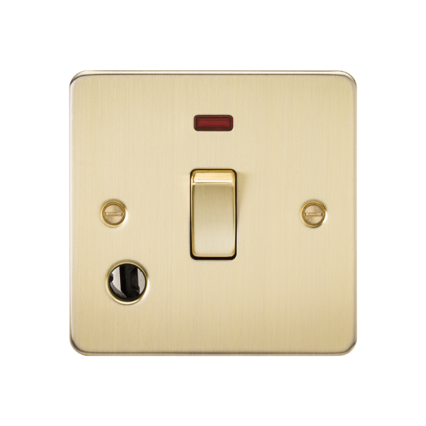 Brushed Brass 20A 1G DP Switch with Neon & Flex Outlet - FP8341FBB image 0