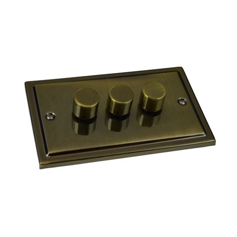 Antique Brass 3 Gang 250W Dimmer Switch R12AB image 0