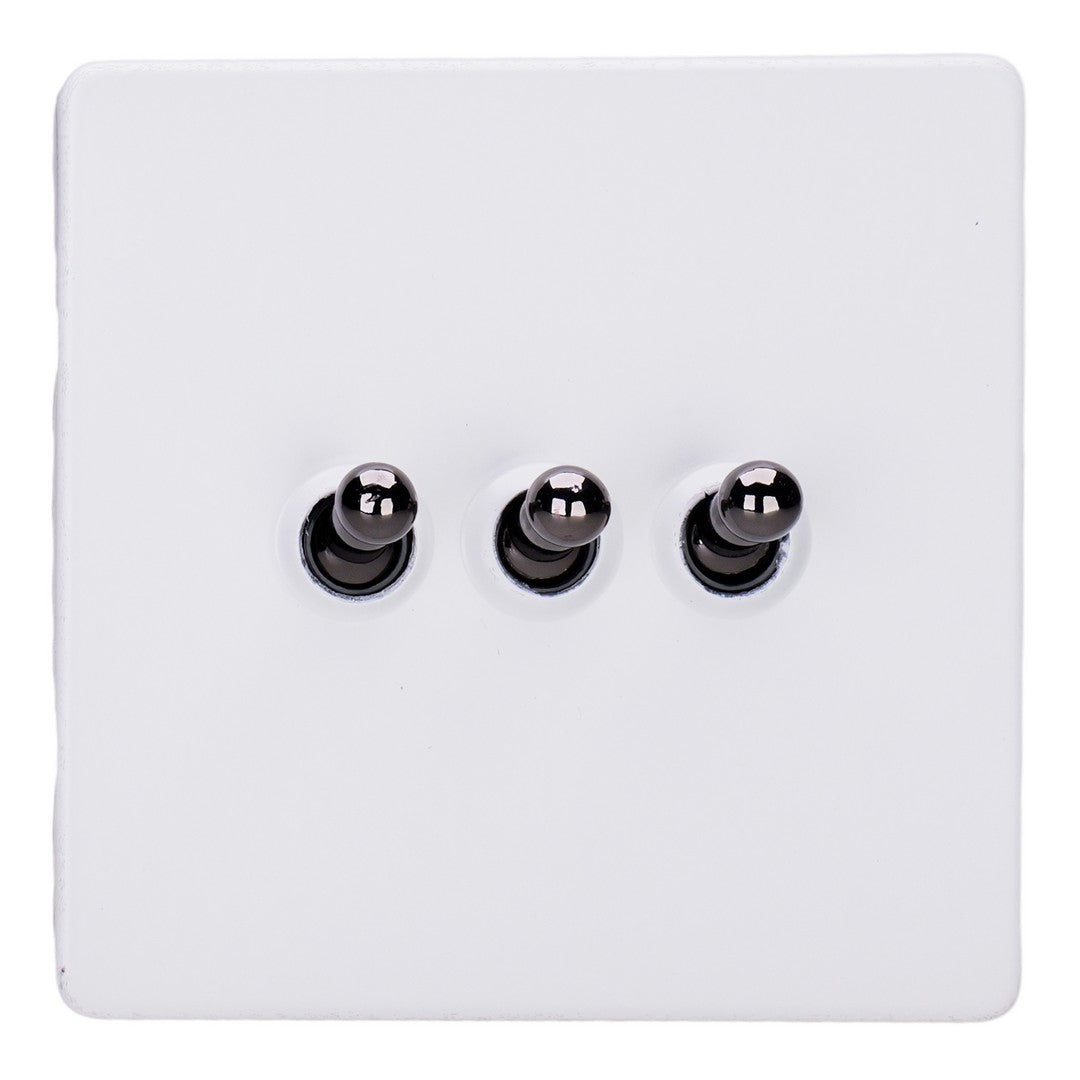 Varilight Primed 3-Gang 10A 1- or 2-Way Toggle Switch with Iridium Toggle - XDYT3IS.PD image 0