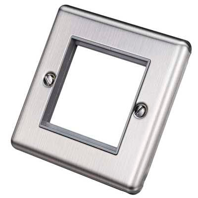 Brushed Steel Data Plate 2 Modules Grey Insert – W63BSG image 0