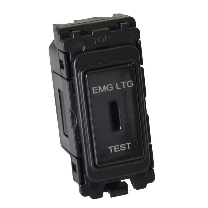 20A 2 Way SP Printed 'EMG LTG TEST' Key Switch Black Grid Switch - KSPRB image 0