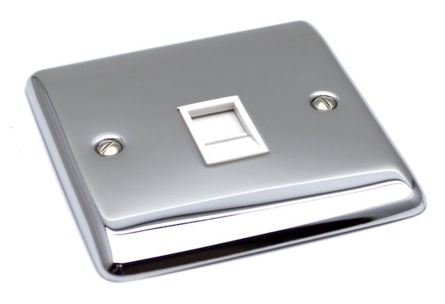 Definition Polished Chrome 1 Gang RJ45 Socket D62PCW image 0