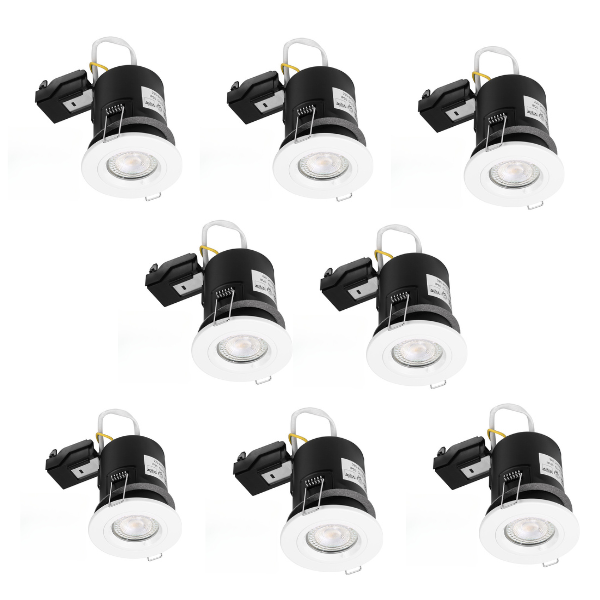 PACK OF 8 - White Fixed Fire Rated Downlight GU10 IP20 with Quick Connectors VUEP542-8 image 0