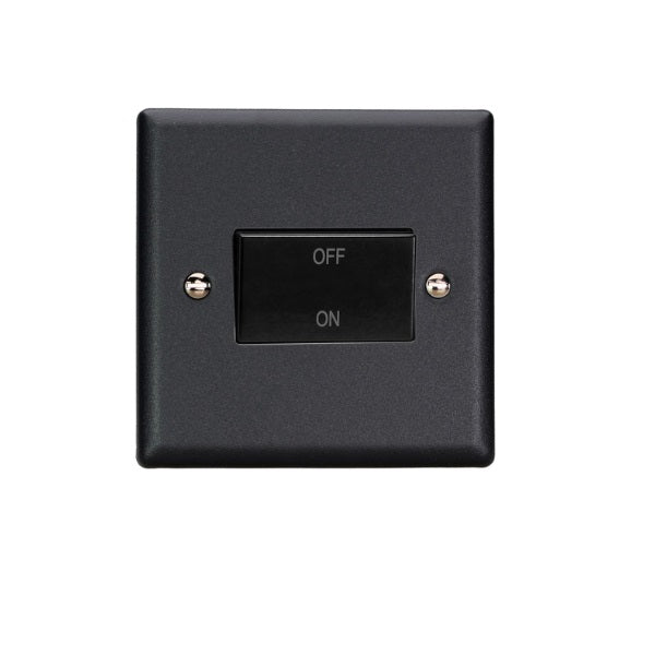 Varilight Vogue Matt Black 10A Fan Isolating Switch (3 Pole) - XYFIB.MB image 0