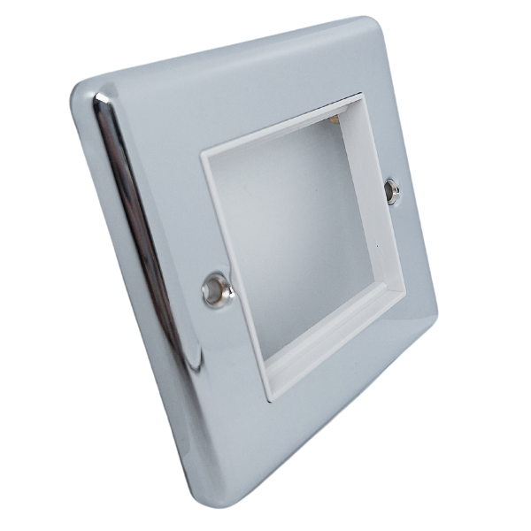 Polished Chrome Data Plate 2 Modules White Insert – W63PCW image 0