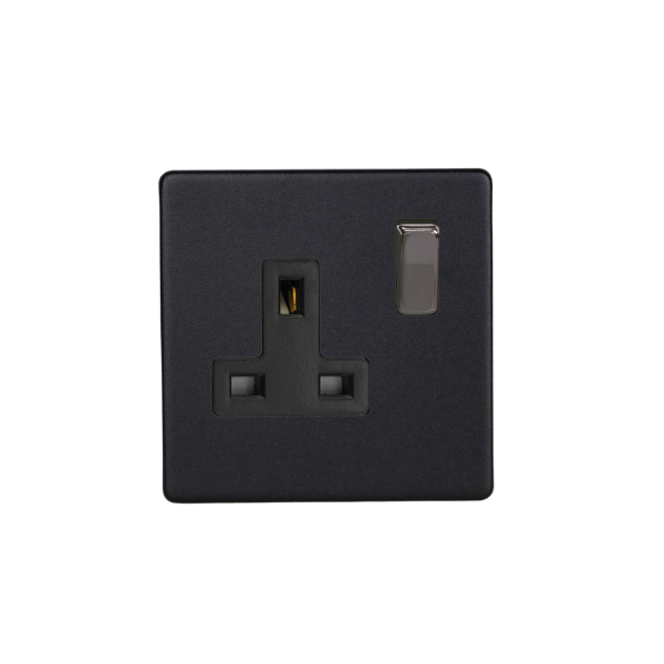 Matt Black Urban Screwless 1-Gang 13A Double Pole Switched Socket XDY4BS.MB image 0
