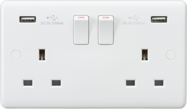 Studio White Double USB Socket - Twin Ports 3.1a - ST65W image 0