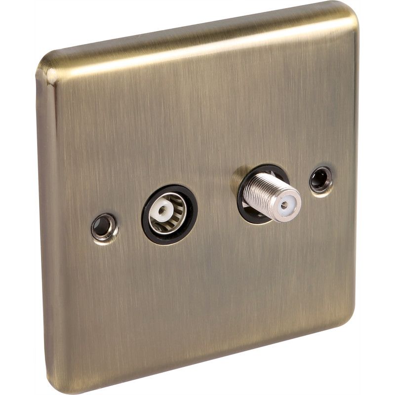 Windsor Antique Brass Satellite & TV Outlet - W54AB image 0