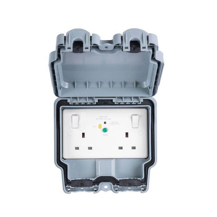 SFGRCD -  IP66 2 Gang 13A 30mA Type-A RCD Lockable Double Pole Switched Socket image 0
