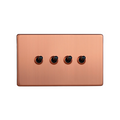 Brushed Copper Urban Screwless 4-Gang 10A 1- or 2-Way Toggle Switch (Twin Plate) XDYT9S.BC image 0