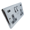 Polished Chrome USB – Twin Ports 4.8a Grey Insert – W66PCG image 0