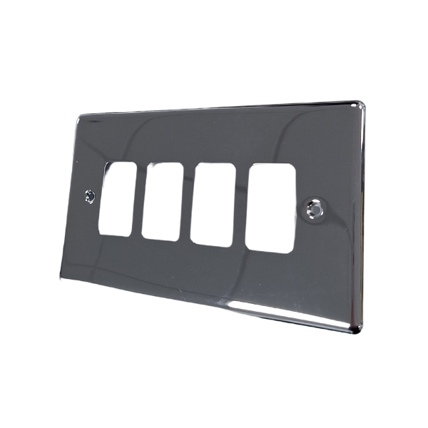 Polished Chrome 4 Gang Grid Switch Plate - WGP4GPC image 0