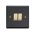 Varilight Vogue Matt Black 2-Gang 10A 1- or 2-Way Rocker Switch - XY2V.MB image 0