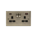 Antique Brass 13A 2G DP Switched Socket with Dual USB A+C 20V DC 2.25A (Max. 45W) with black Insert - CS9945AB image 0