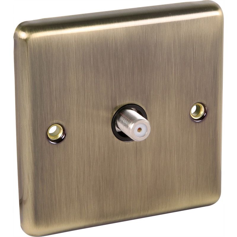 Windsor Antique Brass 1 Gang Satellite Outlet - W59AB image 0