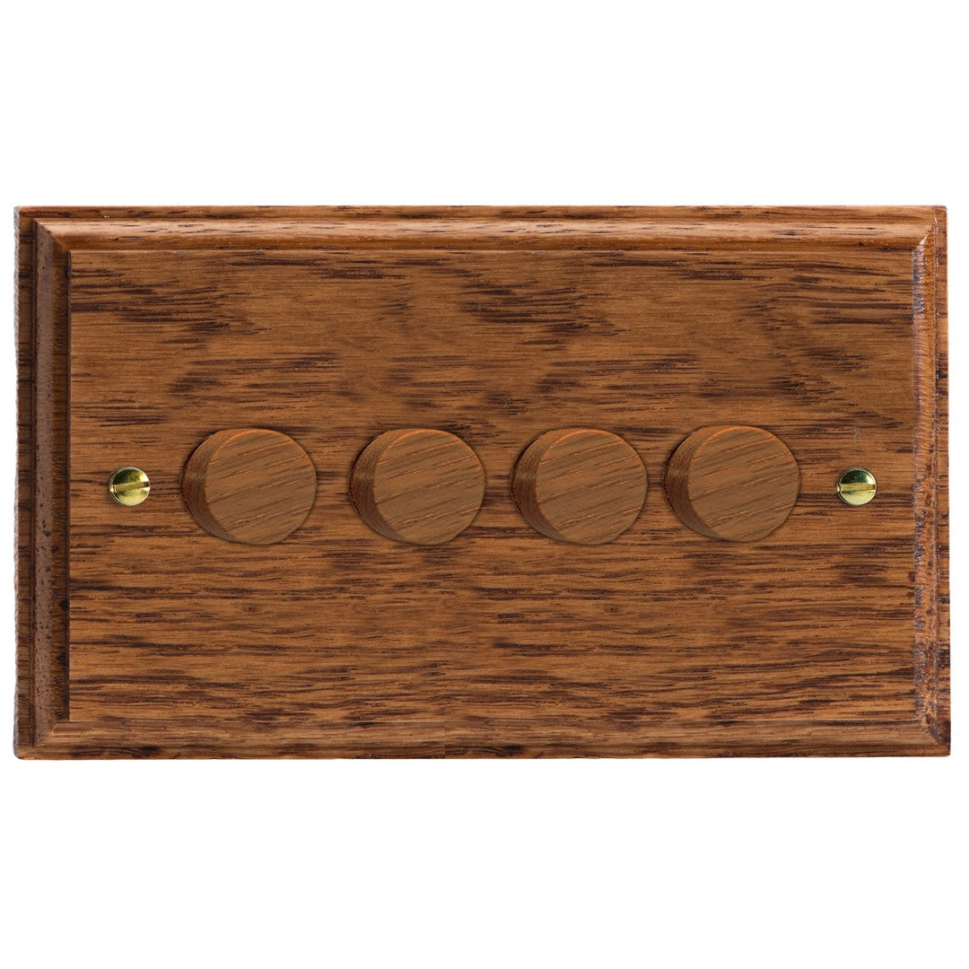 Varilight Kilnwood 4-Gang 2-Way V-Dim Push On/Off Rotary Dimmer 4 x 40-250W (Twin Plate) - HK44MO image 0