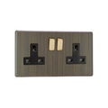 Urban Screwless Antique Brass 2-Gang 13A Double Pole Switched Socket XDY5BS.AB image 0