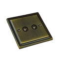Antique Brass 2 Gang TV Coaxial Outlet R43AB image 0
