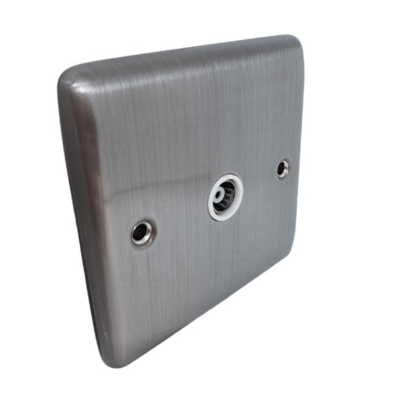 BRUSHED CHROME 1 GANG TV POINT BRUSHED CHROME WHITE - 42BCW image 0
