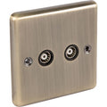 Windsor Antique Brass 2 Gang TV Coaxial Outlet - W43AB image 0
