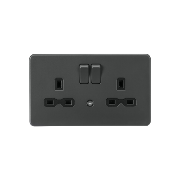 Anthracite 13A 2G DP Switched Socket with Photocell Nightlight Function with Black Insert - SFR9NLAT image 0