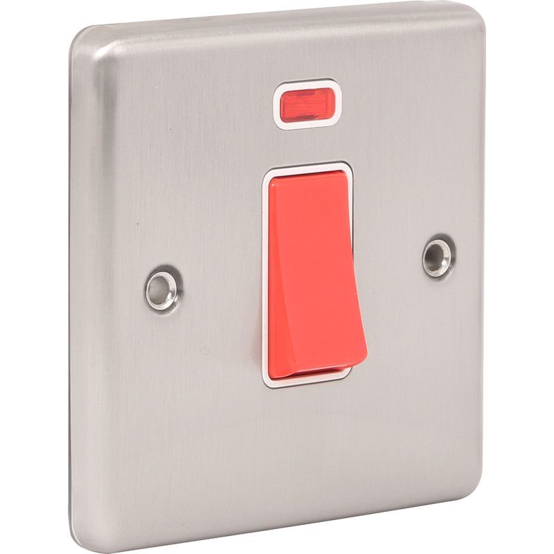 Brushed Steel 45A Single Cooker Switch W52BSW image 0