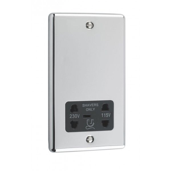 Polished Chrome Shaver Socket - W48PCB image 0