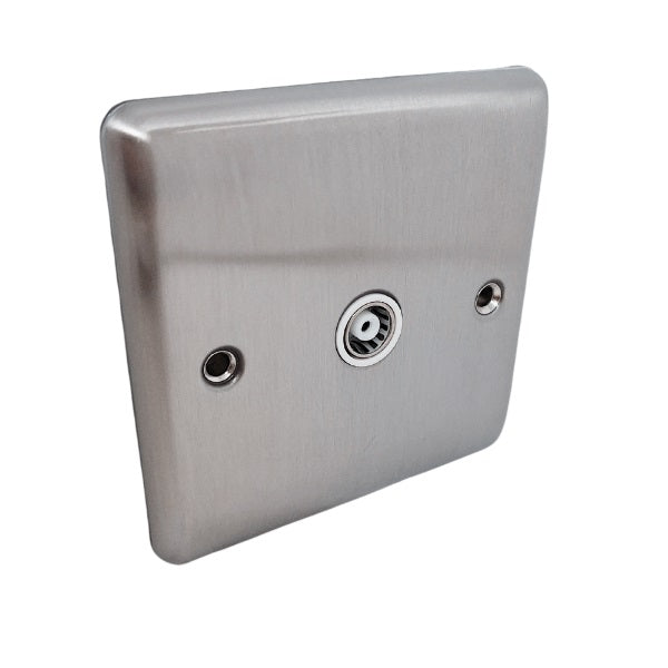 DEFINITION ISOLATED 1 GANG TV POINT BRUSHED CHROME WHITE - D42BCW image 0