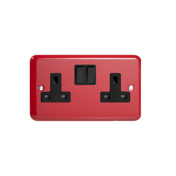 Pillar Box Red 2-Gang 13A Double Pole Switched Socket XY5W.PR image 0