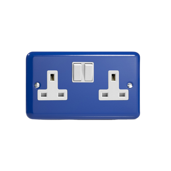 Reflex Blue 2-Gang 13A Double Pole Switched Socket XY5W.RB image 0