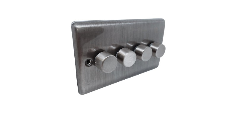 Brushed Chrome 4 Gang 250W Dimmer Switch - 13BC image 0