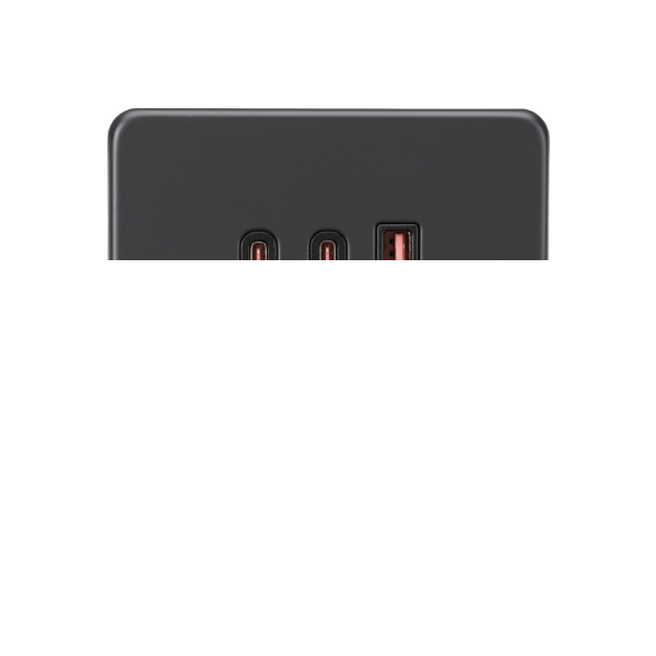 Anthracite 230V Triple USB Charger Plate 2xUSB-C 1xUSB-A [20V DC Max. 63W] - SF63WAT image 0