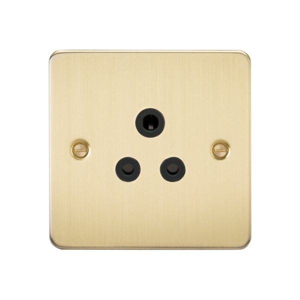 Brushed Brass 5A Unswitched Socket with Black Insert - FP5ABB image 0