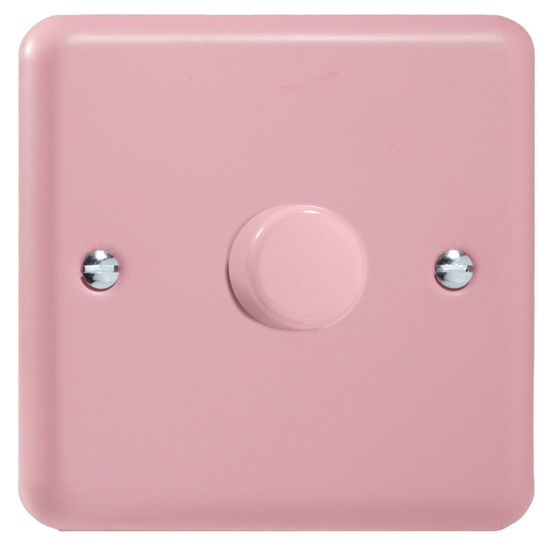 Rose Pink 1-Gang 2-Way V-Pro Push On/Off Rotary LED Dimmer 1 x 0-120W - JYP401.RP image 0