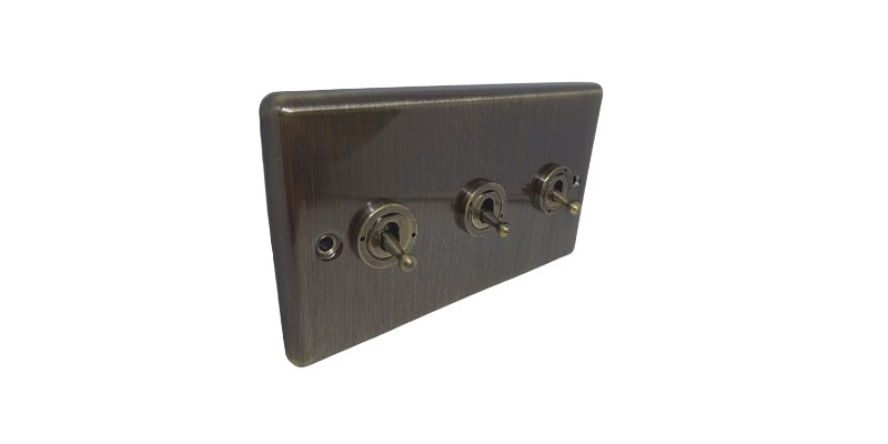 Windsor Antique Brass 20AX 3 gang 2 way Toggle switch - W18AB image 0