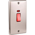 Brushed Steel 45A Double Vertical Cooker Switch -  W40BSB image 0