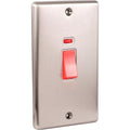Brushed Steel 45A Double Vertical Cooker Switch W40BSW image 0