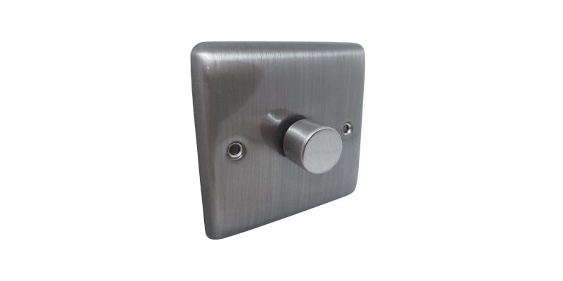 BRUSHED CHROME 400W 1 GANG 2 WAY DIMMER SWITCH - 22BC image 0